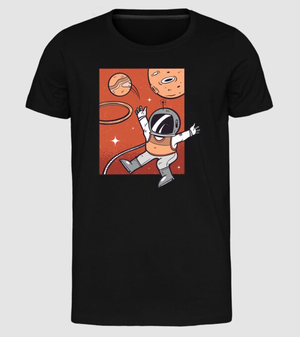 Astronaut Baschetbalist model negru pe tricou