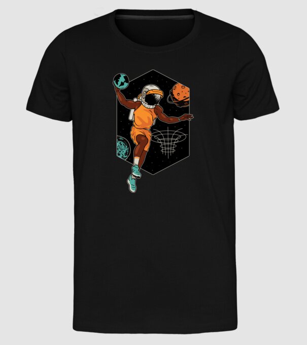 Astronaut Baschetbalist model negru pe tricou