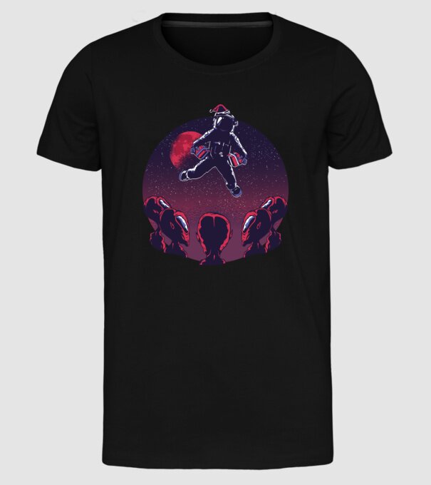 Moș Crăciun Astronaut model negru pe tricou