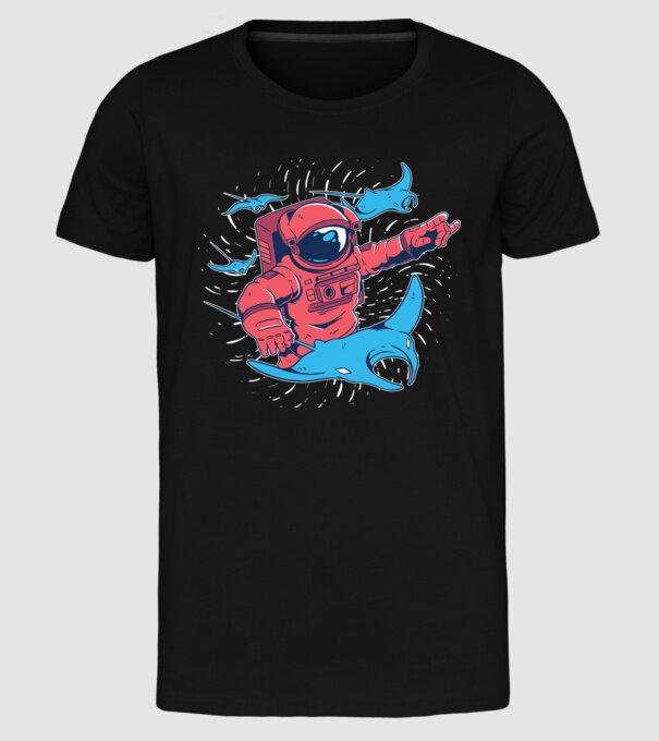 Diavol de mare gigant Astronaut model negru pe tricou
