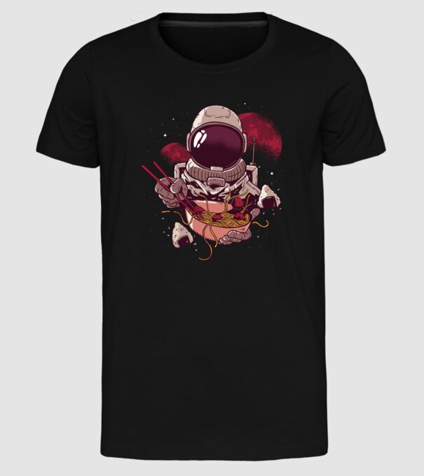Astronaut Ramen model negru pe tricou