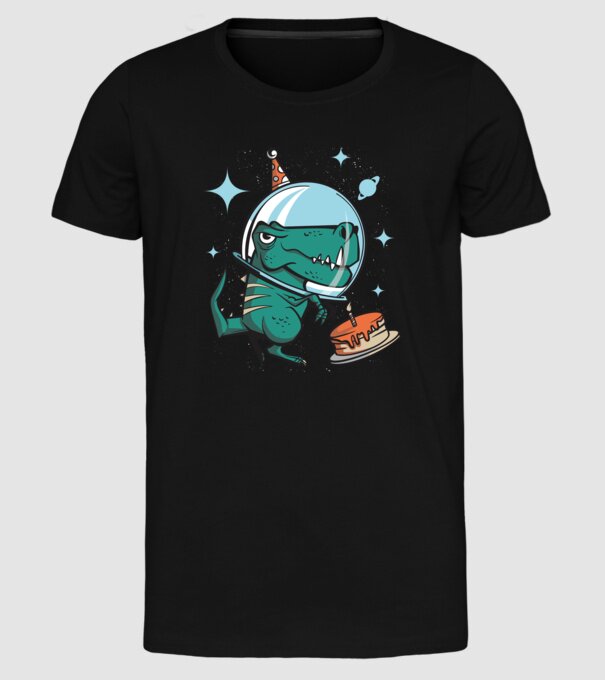 Astronaut T-rex Ziua de naștere model negru pe tricou