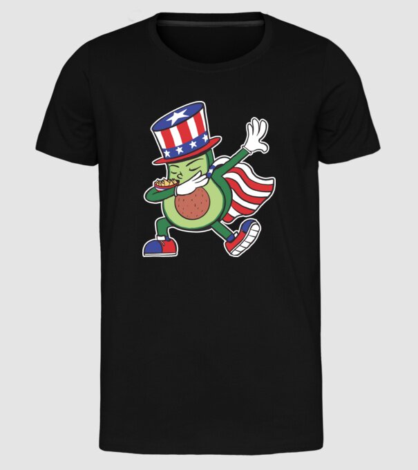 SUA Avocado DAB model negru pe tricou