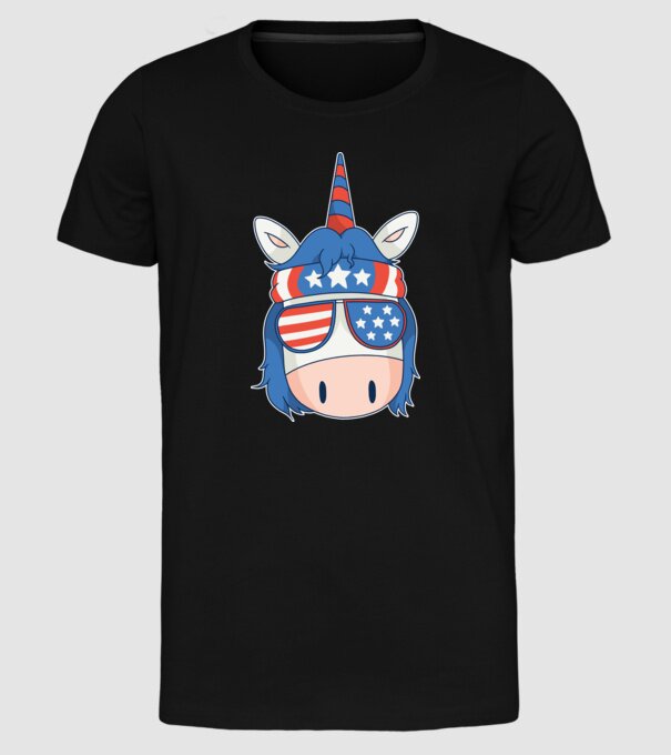 SUA unicorn model negru pe tricou