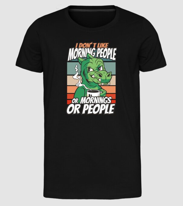Urăsc diminețile și oamenii antisocial model negru pe tricou