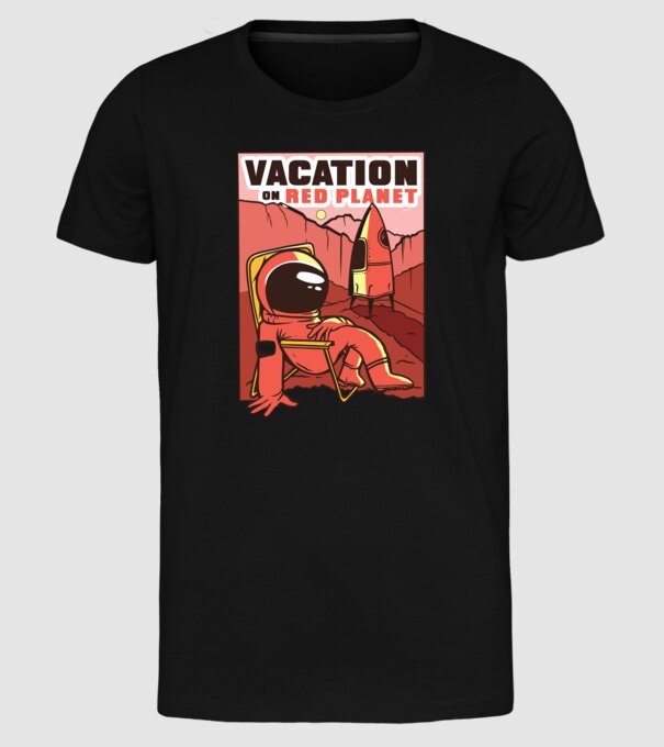 Vacanță pe Marte model negru pe tricou