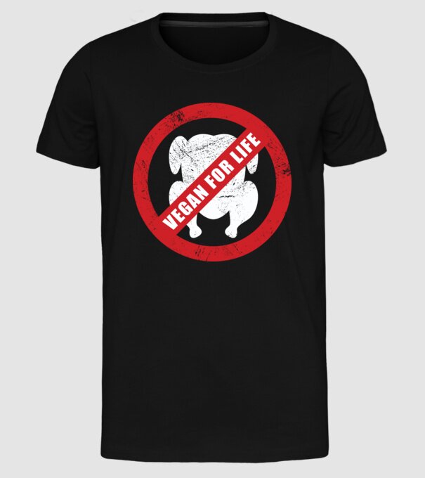 Vegan pe viață model negru pe tricou