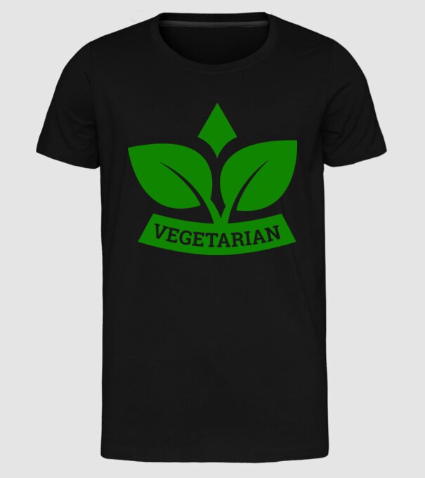 Vegetarian badge 1 model negru pe tricou