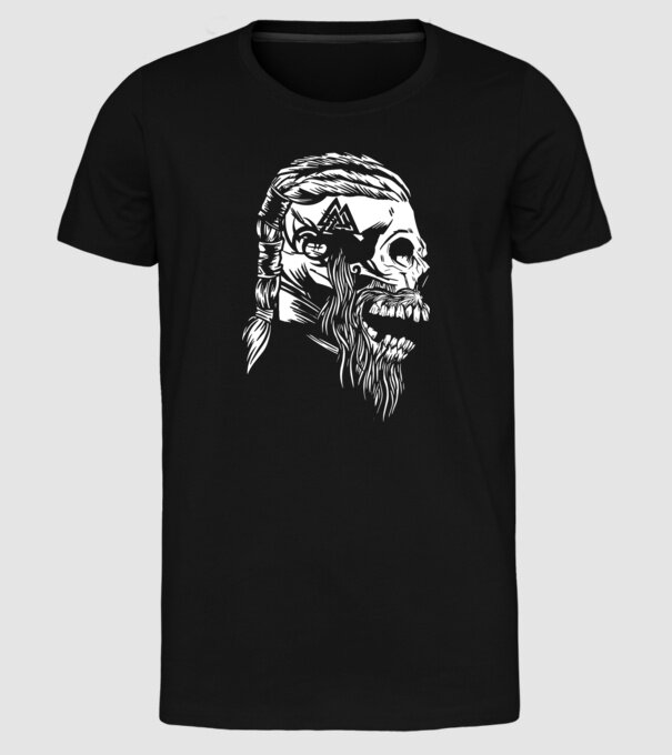 Craniu Viking model negru pe tricou
