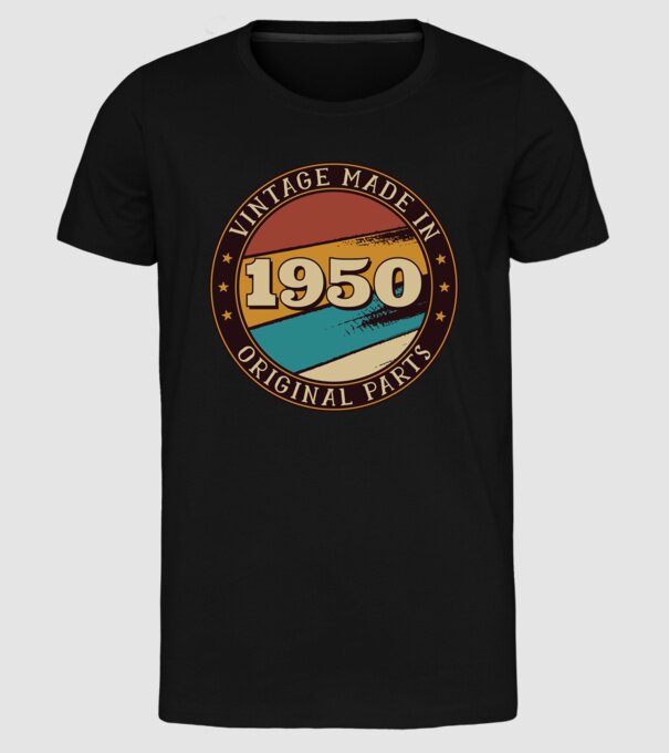 Vintage Made in 1950 Original Parts Retro Birthday model negru pe tricou