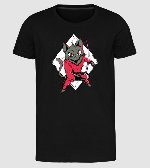 Pisică Scrimă model negru pe tricou