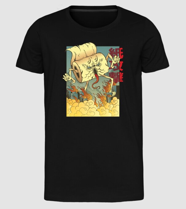 Monstru hârtie igienică model negru pe tricou