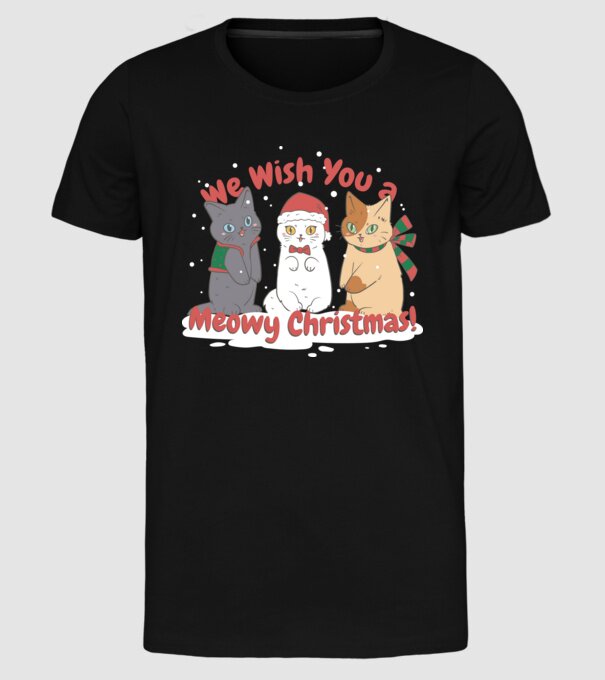 We wish You a Meowy Christmas model negru pe tricou