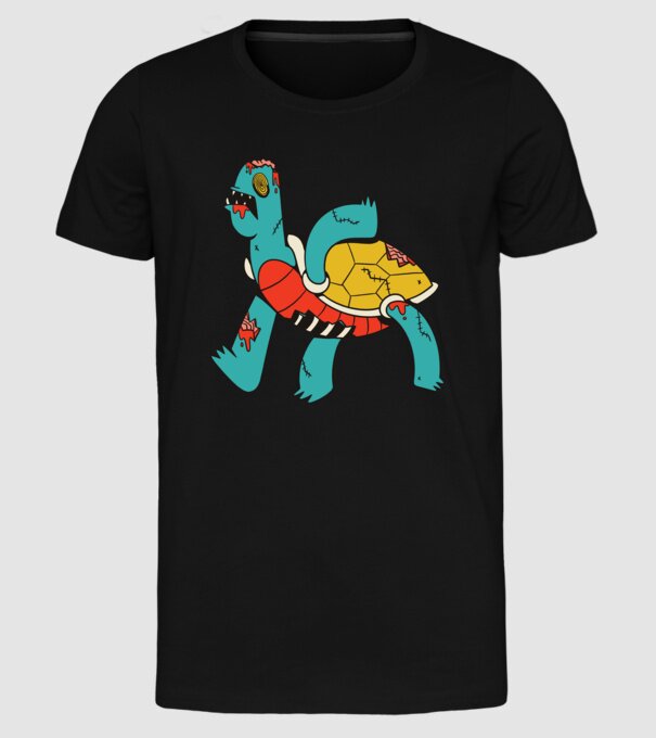 Broască țestoasă Zombie model negru pe tricou