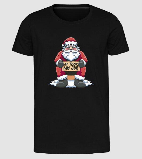 AI took my job Santa model negru pe tricou