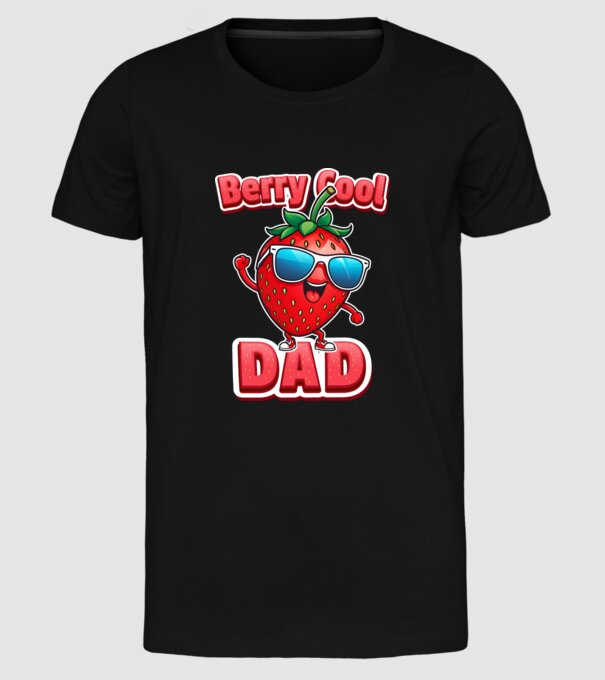 Berry Cool Dad Strawberry model negru pe tricou