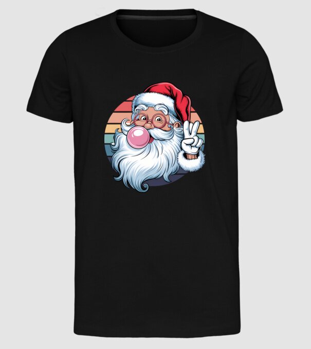Bubble gum santa model negru pe tricou