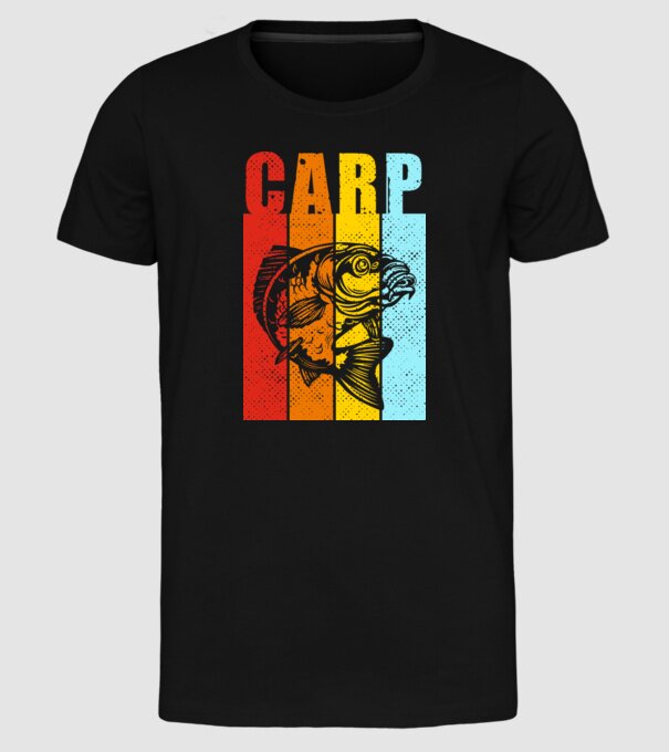 Carp Pescuit model negru pe tricou