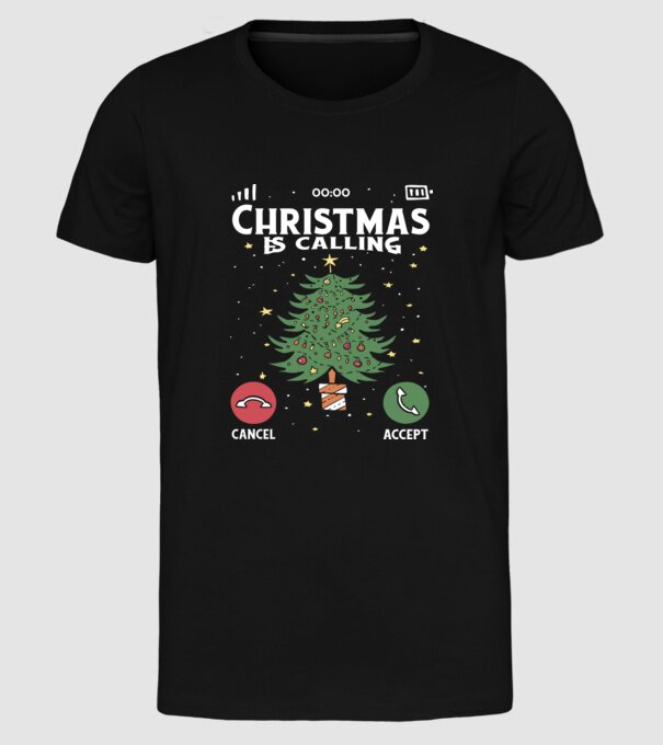 Christmas is calling model negru pe tricou