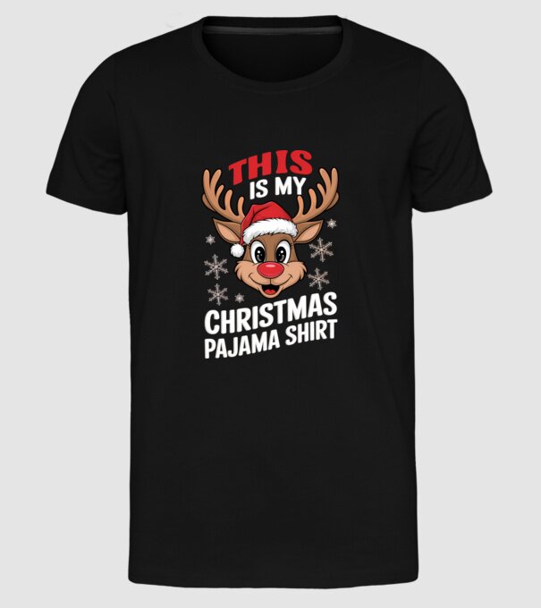 Christmas Pajama Reindeer Negru model negru pe tricou