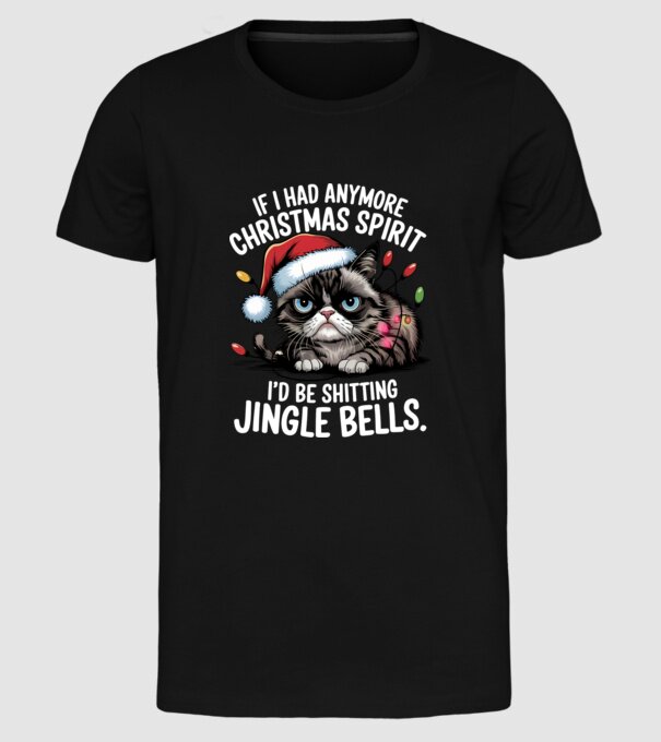 Christmas Spirit Grumpy Cat Negru model negru pe tricou