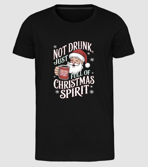 Christmas Spirit Santa model negru pe tricou