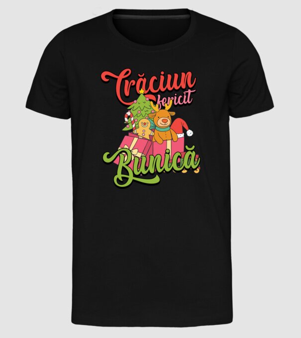 CRĂCIUN FERICIT BUNICĂ model negru pe tricou