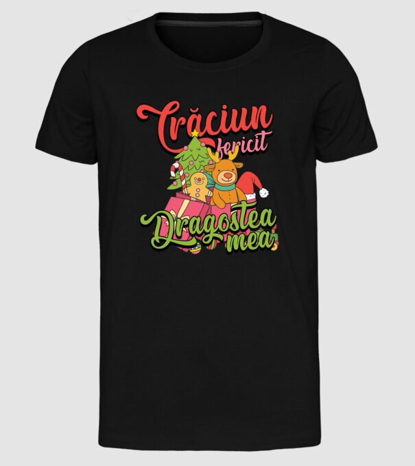 CRĂCIUN FERICIT DRAGOSTEA MEA model negru pe tricou