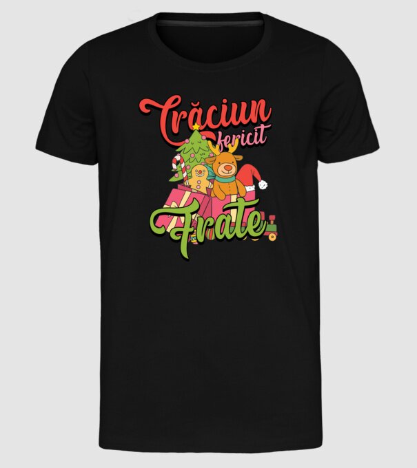CRĂCIUN FERICIT FRATE / SORĂ model negru pe tricou