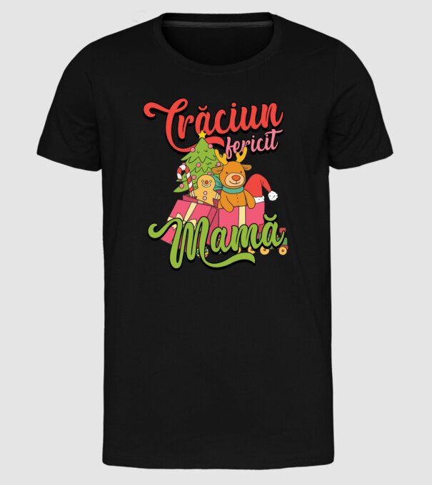 CRĂCIUN FERICIT MAMĂ model negru pe tricou