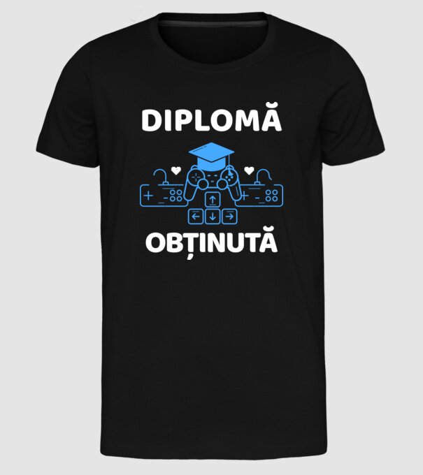 Diplomă obținută model negru pe tricou