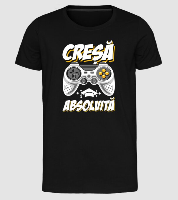 Gameri şcoală Creșă model negru pe tricou