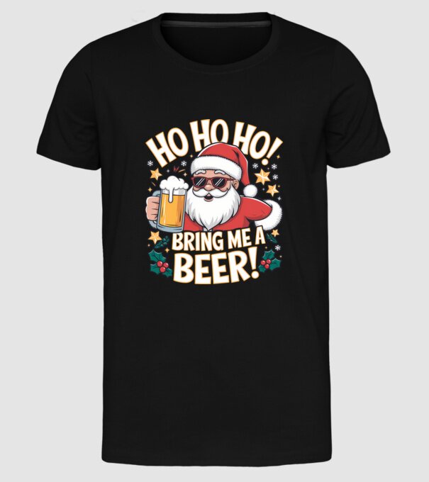 HO HO HO bring me a BEER santa Negru model negru pe tricou