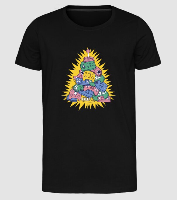 Joystick pom de Crăciun model negru pe tricou