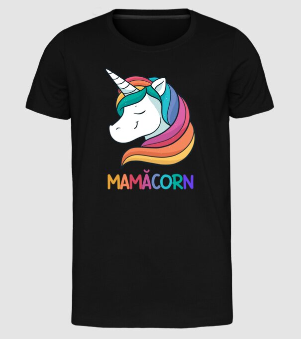 mamăcorn model negru pe tricou