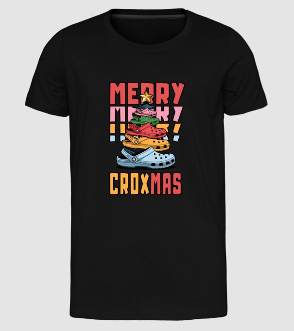 Merry Croxmas model negru pe tricou