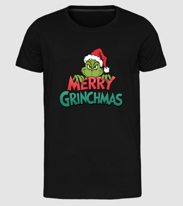 Merry Grinchmas model negru pe tricou