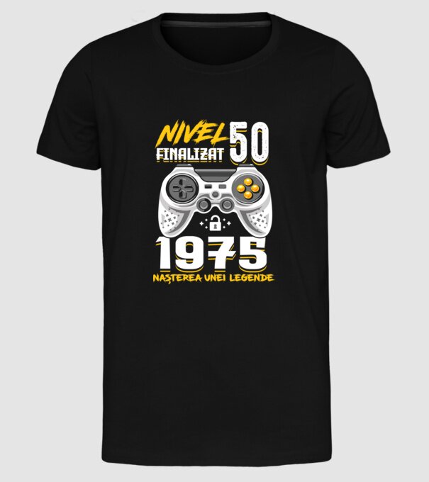 Nivel Finalizat 50 1975 model negru pe tricou