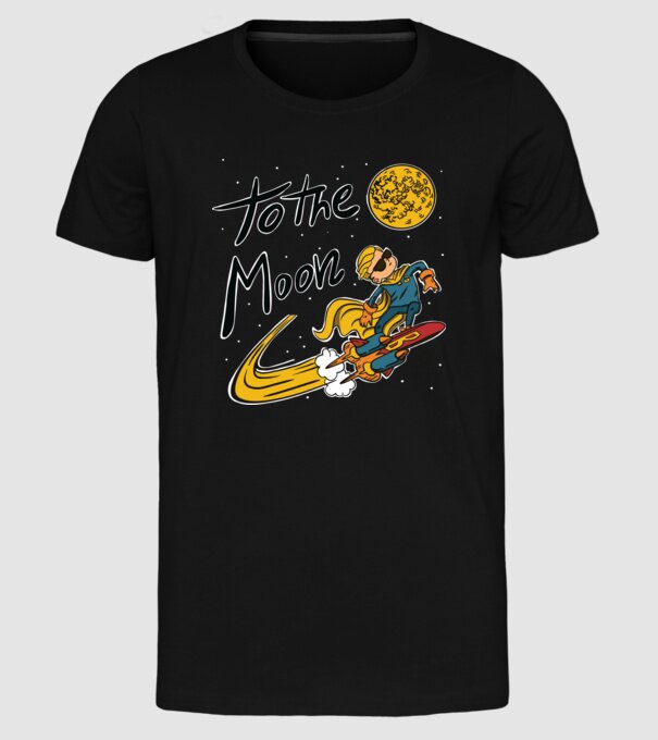 To the Moon Bitcoin model negru pe tricou