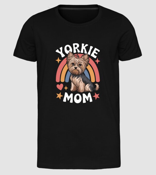 Yorkie Mom Negru model negru pe tricou