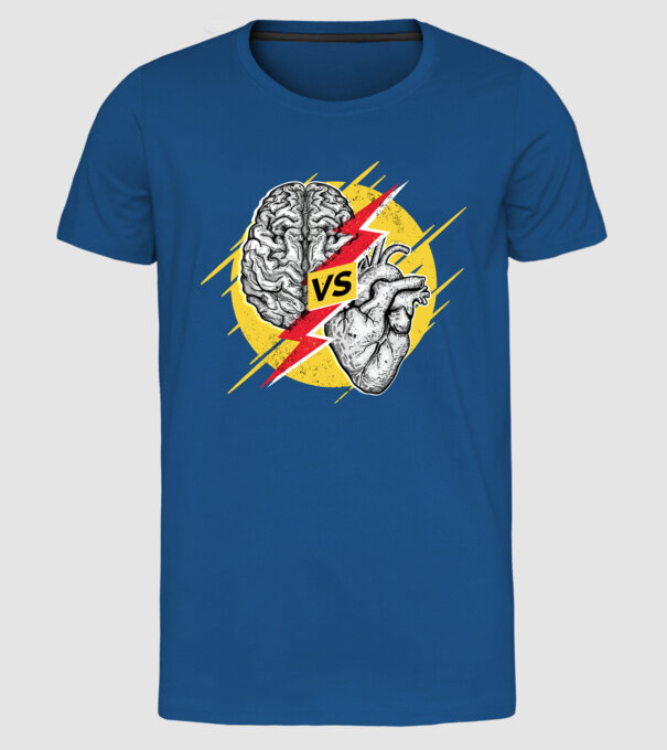 Creier vs. Inimă - Rațiune contra inimă model albastru regal pe tricou