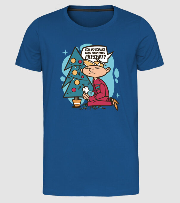 Cadouri de Crăciun model albastru regal pe tricou