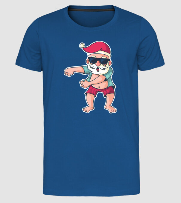 Moș Crăciun dans Floss DAB model albastru regal pe tricou