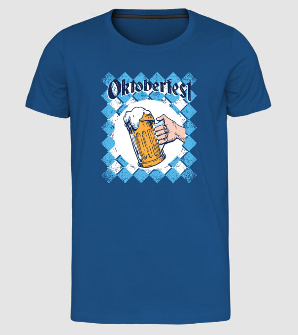 Tricou cu bere Oktoberfest model albastru regal pe tricou