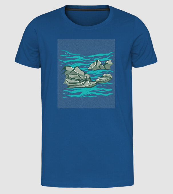 Oceanul cu Stânci model albastru regal pe tricou