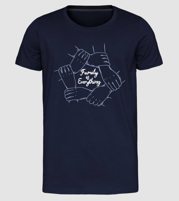 Familia este totul model albastru închis pe tricou
