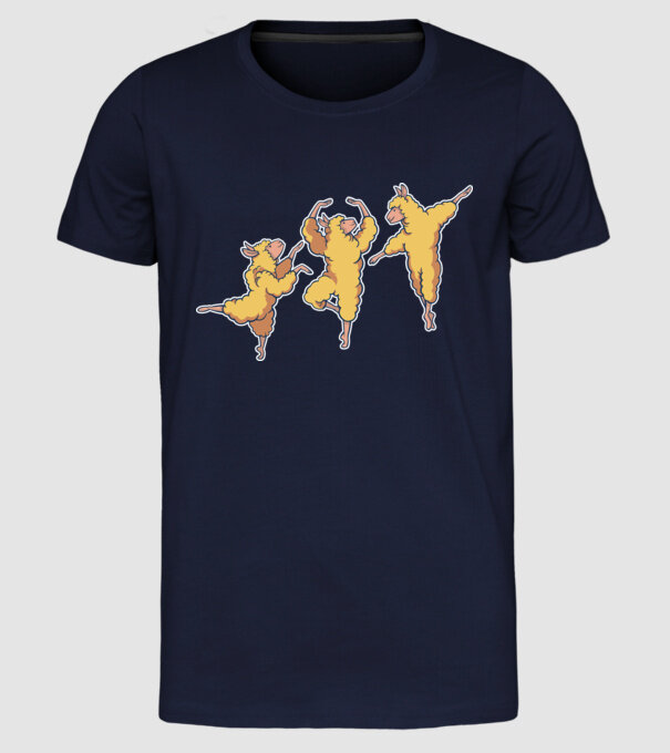 Alpaca Dansatoare model albastru închis pe tricou