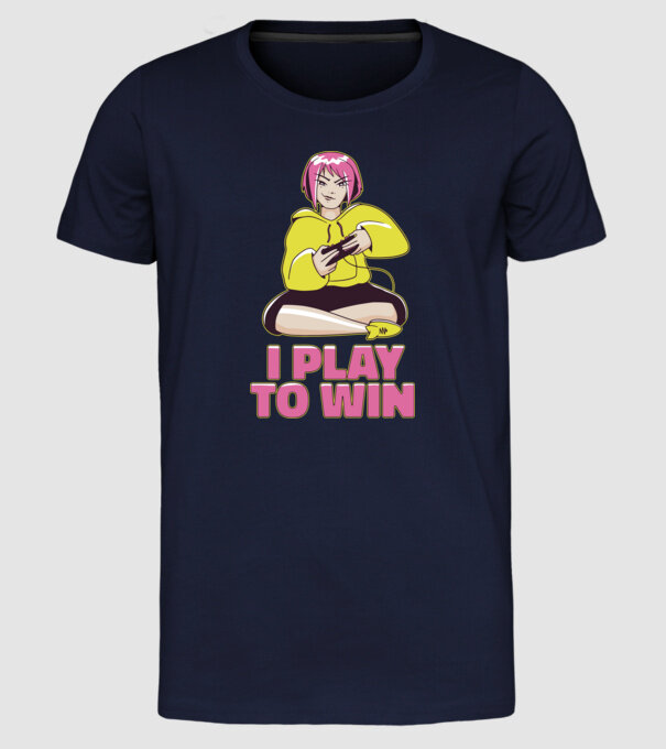 Anime fată Gamer model albastru închis pe tricou
