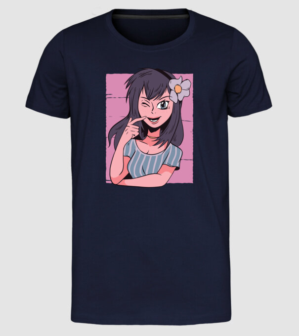 Fată Anime model albastru închis pe tricou
