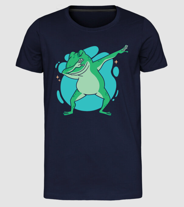 Broască DAB model albastru închis pe tricou